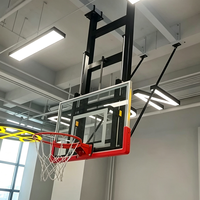 Support de basket-ball mural intérieur robuste en métal avec panier détachable en verre trempé, gain de place, hauteur réglable et personnalisable