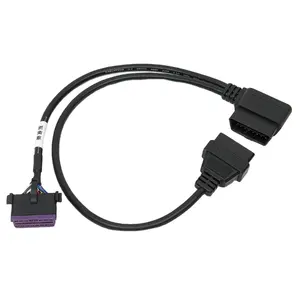 OBD 2 16Pin OBD2 16 Pin Kabel Ekstensi Laki-laki Ke Perempuan Ganda, Kabel Adaptor OBD untuk VW AUDI Stok Tersedia