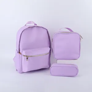 Keymay New Stock Girls Waterproof Lunch Bag Blank Nylon Pencil Case Student Backpack School Bag Set For Kids