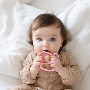Mainan gigitan silikon tidak pernah jatuh kualitas makanan 100% mudah untuk bayi bebas BPA bentuk angsa baru