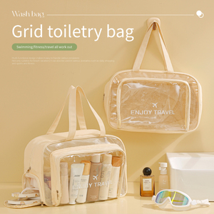 Sac de rangement pour articles de toilette de voyage HANFEIZI, sac cosmétique transparent en PVC avec compartiment pour chaussures - Product Image 2