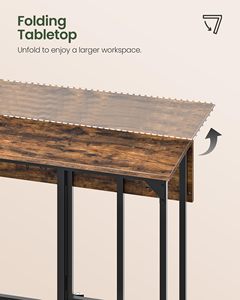 Juego de Mesa y Taburetes de Bar, Mesa de Comedor Plegable de 39.4'' con 2 Taburetes, Estilo Industrial, para Restaurante, Sala de Estar, Pub, Rústico - Product Image 3