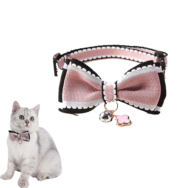 Hot sale comfortable personalized lace christmas cat dog pet collar with bow tie charm