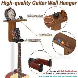 Soporte de guitarra de madera Omnivod, montado en la pared con estante para exhibir ukeleles y violines - Product Image 3