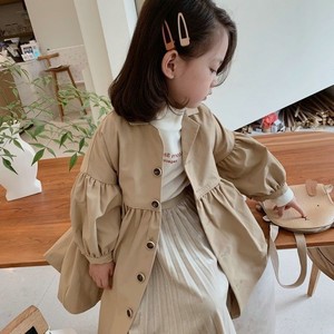 Manteau trench pour filles, printemps automne, col à revers, 100% coton, ceinture amovible, manteau trench pour filles - Product Image 2