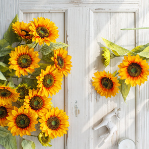 Fleur artificielle en soie de 5 pouces, tournesol à tête unique, style papillon du lac de l'Ouest, pour mariage et décoration intérieure - Product Image 2