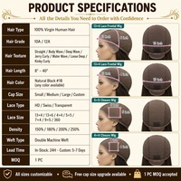 Peluca frontal de encaje HD 13x4 sin pegamento, cabello humano ondulado y mojado, onda de agua, Remy brasileño, pre-cortada, pre-desplumada, al por mayor