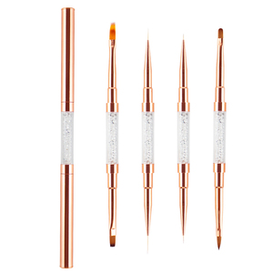 Pinceau liner 3D pour nail art, manche métallique or rose, poils en nylon, pinceau fin pour détails 5/7/9mm pour la décoration en salon - Product Image 1