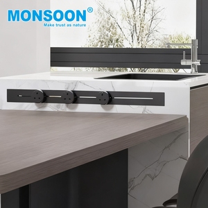 Kitchen Furniture <b>Desk</b> Electric Rail Socket Sliding Guide Rail Plug-In Row Movable Aluminium Alloy Surface Mounted Track Socket - Product Image 1
