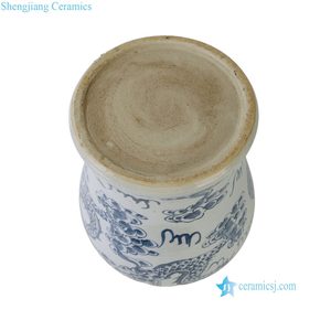 RYKB177-C Vaso Decorativo Chinoiserie con Finitura Invecchiata, Motivo Cinese Blu e Bianco con Dragone e Fenice - Product Image 6