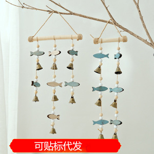 Mediterranean Style Fish String Bell Wind Chime <b>Wall</b> Decoration Solid Wood Hemp Rope Nordic Home <b>Decor</b> Hanging Item - Product Image 4