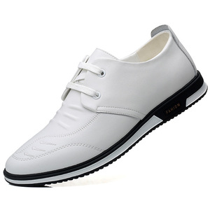Men's <b>White</b> Leather Business Casual Shoes <b>Lace</b>-up Soft Sole Office Wear - Product Image 5