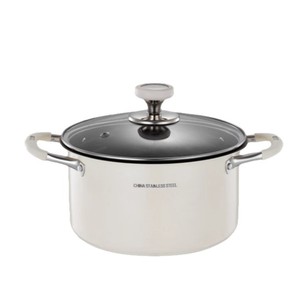 Stainless Steel Soup <b>Pot</b> With Glass Lid 24cm Non Stick For Induction And Gas Stove - Product Image 1