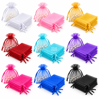 Sacs de shopping en organza transparents avec cordon de serrage, vente en gros, pochettes personnalisées imprimées pour bijoux, cadeaux et cosmétiques