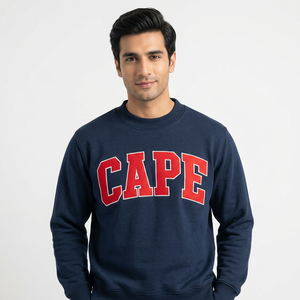 Sudadera de Invierno de Cuello Alto Azul Marino, Hecha a Medida con Hilos Finos, 100% Algodón - Product Image 1