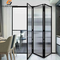 Portes pliantes en aluminium à double vitrage, portes extérieures, portes d'entrée, portes pliantes en verre à double battant