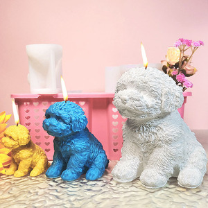 2026 Cute Sitting Teddy Dog Enthusiast Home Decoration Votive Soy Wax Custom Fragrance Handmade Art <b>Candle</b> - Product Image 4