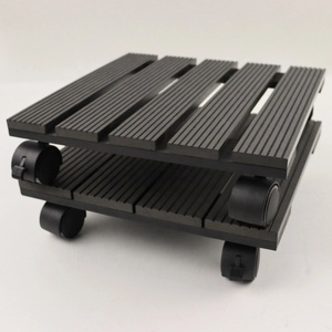 Chariot à plantes WPC mobile, robuste, portable, avec 2 <span class=keywords><strong>roulettes</strong></span> métalliques verrouillables pour une utilisation en intérieur/extérieur (noir) - Product Image 5