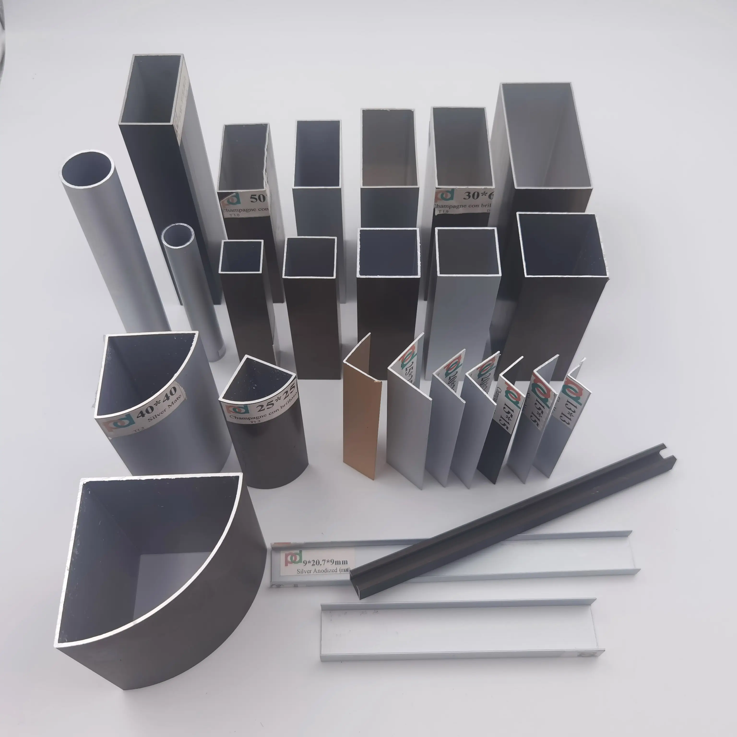 General aluminum square & rectangular & round tubes, angles, channels for Regular size