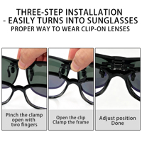 Accessoires pour lunettes : Monture PC, Clip-on stéréo 3D pour daltonisme, Verres rotatifs à 180 degrés rouge-bleu, Lunettes de soleil photochromiques