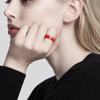Bagues en céramique facettées rouge haute technologie avec zircon transparent dans un serti en acier inoxydable, bijoux cadeau de mariage, vente en gros OEM ODM
