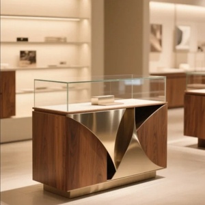 Tùy chỉnh cao cấp đồng hồ & trang sức cửa hàng trưng bày kính vàng tủ trưng bày với ánh sáng dẫn cho hiển thị truy cập - Product Image 4