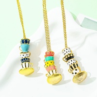 Collier pendentif théière et tasse à thé émaillées multiples plaqué or motif dessin animé mignon, bijoux créatifs pour femme, cadeau de fête