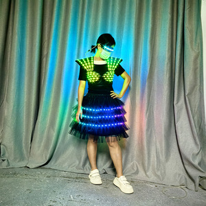 ชุดเดรสผู้หญิง LED สีรุ้งพร้อมกระโปรงเรืองแสงและที่คาดผมสำหรับการแสดงบนเวทีงานเต้นรำ - Product Image 4