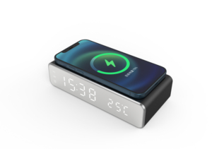 Wireless Charger with Digital Alarm <b>Clock</b> <b>LED</b> Display Temperature Date Fast Charging Pad Desktop <b>Clock</b> for Bedroom - Product Image 2