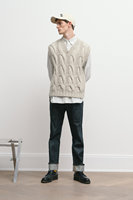 Gilet en tricot sans manches pour homme, style preppy, en laine, couleur unie, tricoté à la main, vintage, col en V