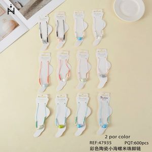 Cavigliera con perline a conchiglia in ceramica colorate, 2 per colore, gioielli alla moda - Product Image 2