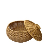 Panier de rangement rond pour fruits, en PP tissé, avec couvercle, style moderne et simple, boîte de rangement pour bijoux, cosmétiques, jouets, bleu
