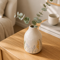 Vase en céramique minimaliste nordique ARM LVG, peint à la main, motif fleurs sauvages, style Wabi-sabi, petit vase à fleurs pour la décoration de la maison, récipient de table