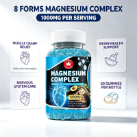 Permen Kunyah Magnesium Kompleks 8-in-1 untuk Dewasa, Meredakan Kram Otot, Mendukung Kesehatan Otak & Saraf, Suplemen Label Pribadi OEM