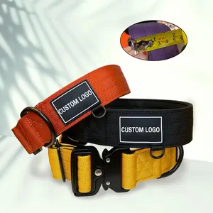 Collar de nailon para perro, accesorio de gran tamaño, resistente, 4cm, de acero inoxidable, k9, de combate táctico, con liberación rápida, OEM