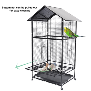Toptan büyük Metal Birdhouse hareketli evrensel tekerlek tel papağan kafes, geniş Metal kuş kafesi papağan kafesi - Product Image 4