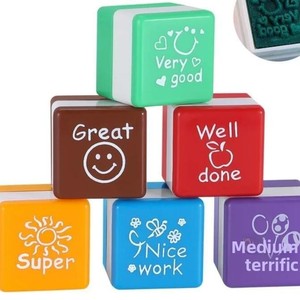 Tampon d'encouragement en plastique carré style Mahjong pour l'enseignement de l'anglais, avec commentaires de professeurs de dessin animé pour enfants - Product Image 2