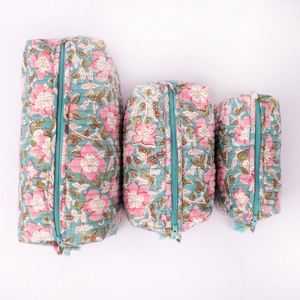 Quilted Custom Eco-friendly Cotton Women's Makeup Bags Large Portable Travel for <b>Cosmetic</b> <b>Organizer</b> Foldable Wash Pouches - Product Image 4