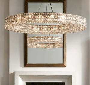 Lustre américain en cristal Postmoderne Rond Luxe Pendentif personnalisé Salon Salle à manger Villa Lumière d'intérieur Décoration - Product Image 3