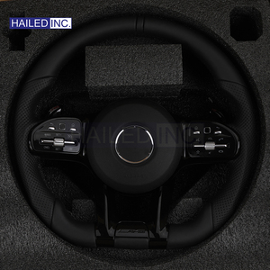 Volant en cuir avec garniture noire pour Mercedes Benz W211 W169 W177 W221 GLS X167 GLA45 X156 GLE <span class=keywords><strong>53</strong></span> <span class=keywords><strong>AMG</strong></span> GT - Product Image 5