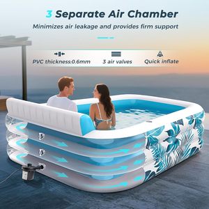 Grande <span class=keywords><strong>piscine</strong></span> gonflable en PVC d'usine avec support de gobelet de siège de dossier de 3 soupapes d'air <span class=keywords><strong>pour</strong></span> la pelouse extérieure d'arrière-cour - Product Image 2