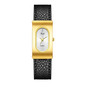 Montre rétro minimaliste à bracelet en cuir, montre ovale à quartz haut de gamme pour femmes - Product Image 4