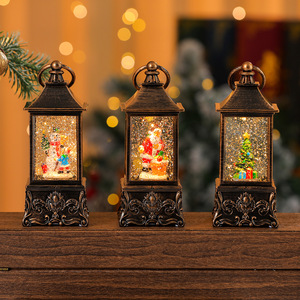 Nueva lámpara cuadrada de estilo antiguo con agua, música e iluminación de nieve, luz nocturna, adorno navideño para escritorio, regalo. - Product Image 1