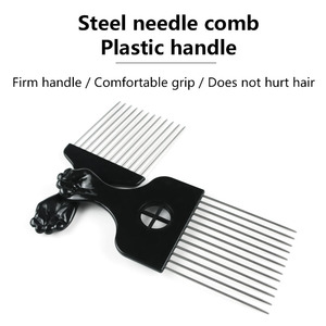Lược Chải Tóc Bằng Kim Loại Có Tay Cầm Bằng Nhựa Có Răng Rộng Bằng Thép Không Gỉ Có Chiều Dài Khác Nhau Cho Tóc Màu Đen - Product Image 3