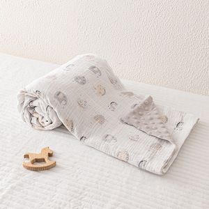 Couvertures d'emmaillotage pour bébé en coton mousseline de crêpe à pois Minky super doux, motif dinosaure arc-en-ciel personnalisé pour garçon et fille, confortables - Product Image 1