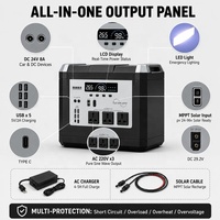 Station d'alimentation solaire portable 2400W/3000W/5000W MPPT RV Port UPS à onde sinusoïdale pure avec batterie LiFePO4 et télécommande pour recharge de voiture