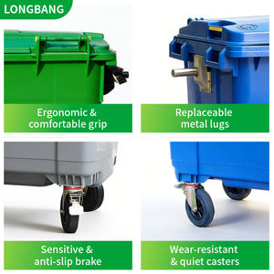 <span class=keywords><strong>Poubelle</strong></span> à roulettes en plastique industrielle O-Cleaning 660L <span class=keywords><strong>avec</strong></span> couvercle, bac <span class=keywords><strong>de</strong></span> recyclage robuste, <span class=keywords><strong>chariot</strong></span> à déchets mobile - Product Image 3