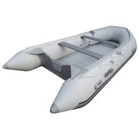 Bateau en caoutchouc à coque rigide, bateau gonflable de sauvetage de couleur noire avec plancher en aluminium