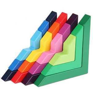 Commercio all'ingrosso arcobaleno in legno Stacking blocco Set di giocattoli in legno per bambini arcobaleno blocchi <span class=keywords><strong>geometrici</strong></span> arcobaleno - Product Image 5