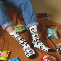 Chaussettes au genou caricaturales et drôles Mignonnes Compression respirante Chaussettes à usage quotidien confortables pour manchette de printemps et d'été